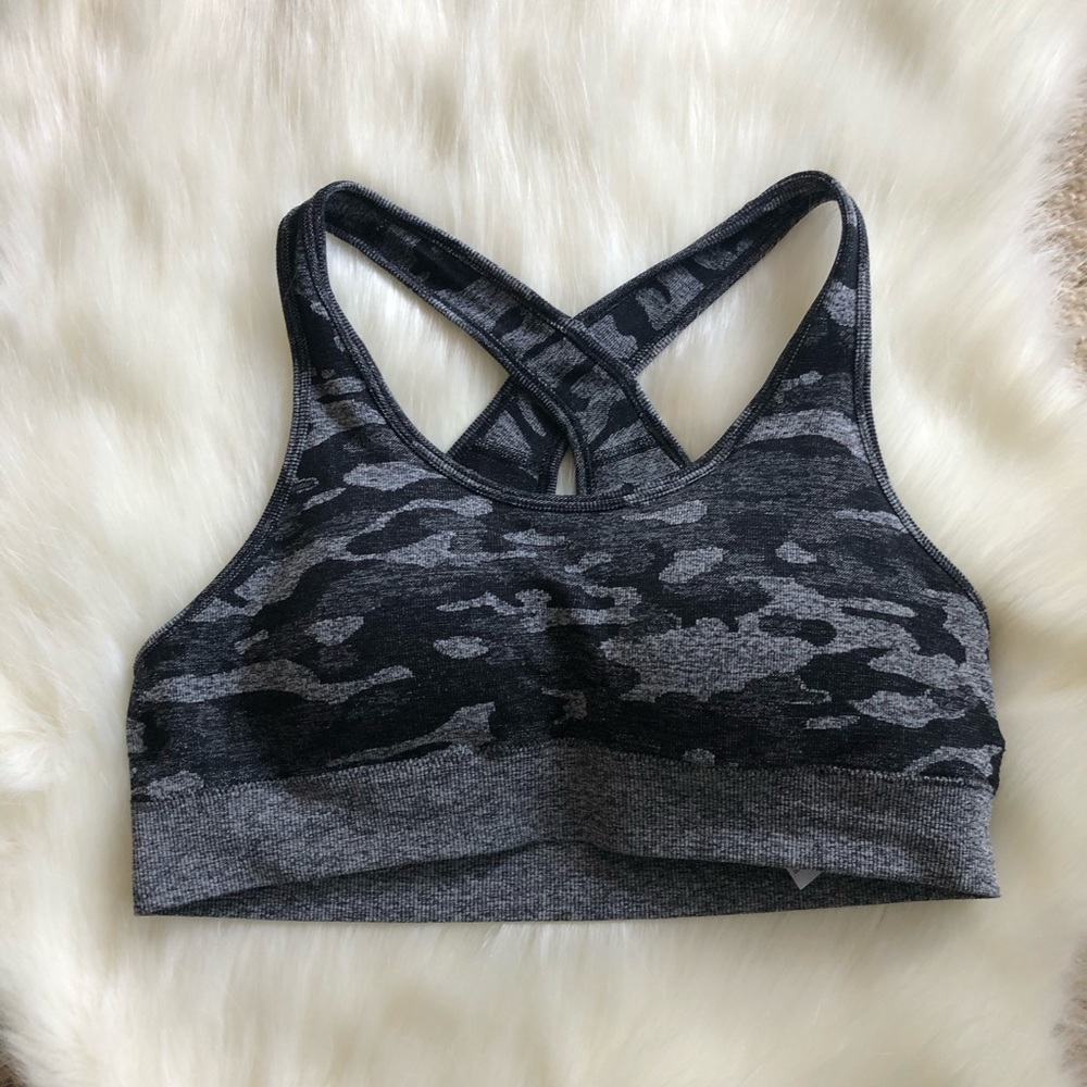 gray camo sports bra